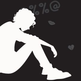 Grafik silhuet - teenager sider ned